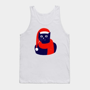 Blue cat Christmas hat Tank Top